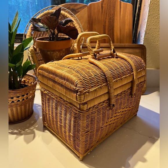 Other - Woven picnic basket with locking handles